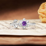 Natural-Inspired Floral Shape 4-Prong Round Cut Amethyst Engagement Ring - Additional view