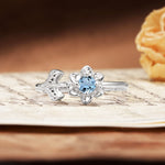 Natural-Inspired Floral Shape 4-Prong Round Cut Aquamarine Engagement Ring - Additional view
