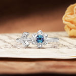 Natural-Inspired Floral Shape 4-Prong Round Cut Alexandrite Engagement Ring - Additional view