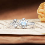 Natural-Inspired Floral Shape 4-Prong Round Cut Moonstone Engagement Ring - Additional view