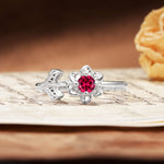 Natural-Inspired Floral Shape 4-Prong Round Cut Ruby Engagement Ring - Additional view