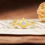 Natural-Inspired Floral Shape 4-Prong Round Cut Moissanite Engagement Ring - Additional view