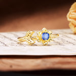 Natural-Inspired Floral Shape 4-Prong Round Cut Sapphire Engagement Ring - Additional view