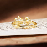 Natural-Inspired Floral Shape 4-Prong Round Cut Fire Opal Engagement Ring - Additional view