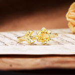 Natural-Inspired Floral Shape 4-Prong Round Cut Citrine Engagement Ring - Additional view