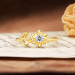 Natural-Inspired Floral Shape 4-Prong Round Cut Lab Diamond Engagement Ring - Additional view