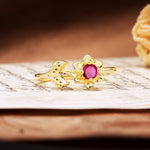Natural-Inspired Floral Shape 4-Prong Round Cut Ruby Engagement Ring - Additional view