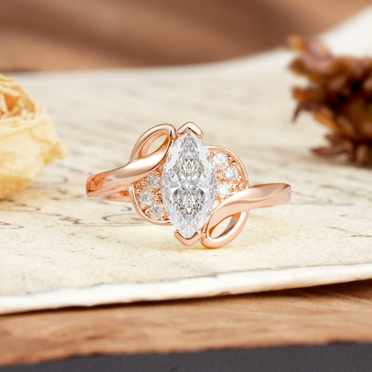 Natural Inspiration 2-Prong Marquise Cut Moissanite Engagement Ring - Additional view