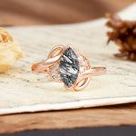 Natural Inspiration 2-Prong Marquise Cut Black Rutilated Quartz Engagement Ring - Additional view