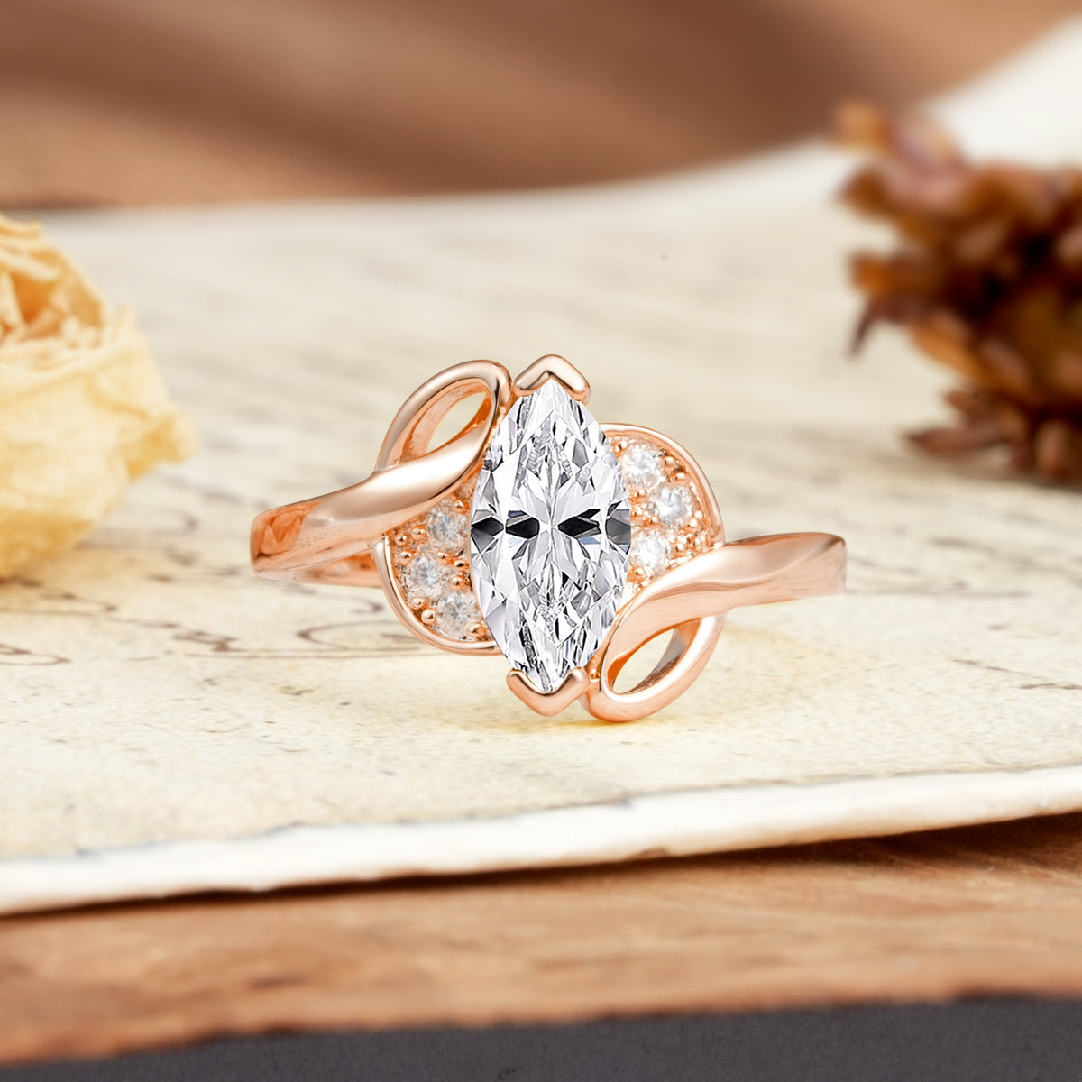 Natural Inspiration 2-Prong Marquise Cut Lab Diamond Engagement Ring - Additional view