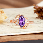 Natural Inspiration 2-Prong Marquise Cut Amethyst Engagement Ring - Additional view