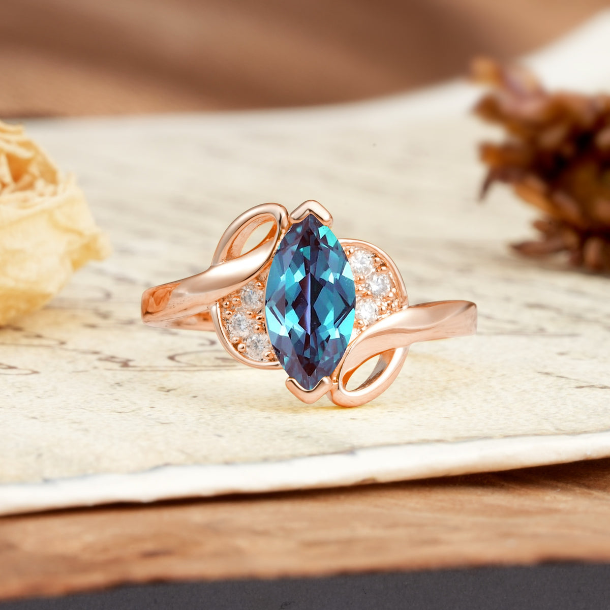 Natural Inspiration 2-Prong Marquise Cut Alexandrite Engagement Ring - Additional view