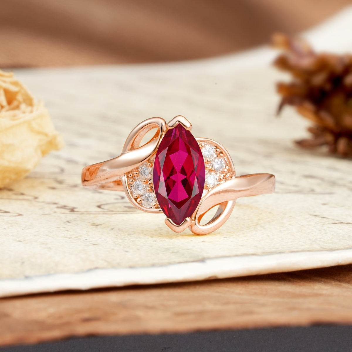 Natural Inspiration 2-Prong Marquise Cut Ruby Engagement Ring - Additional view