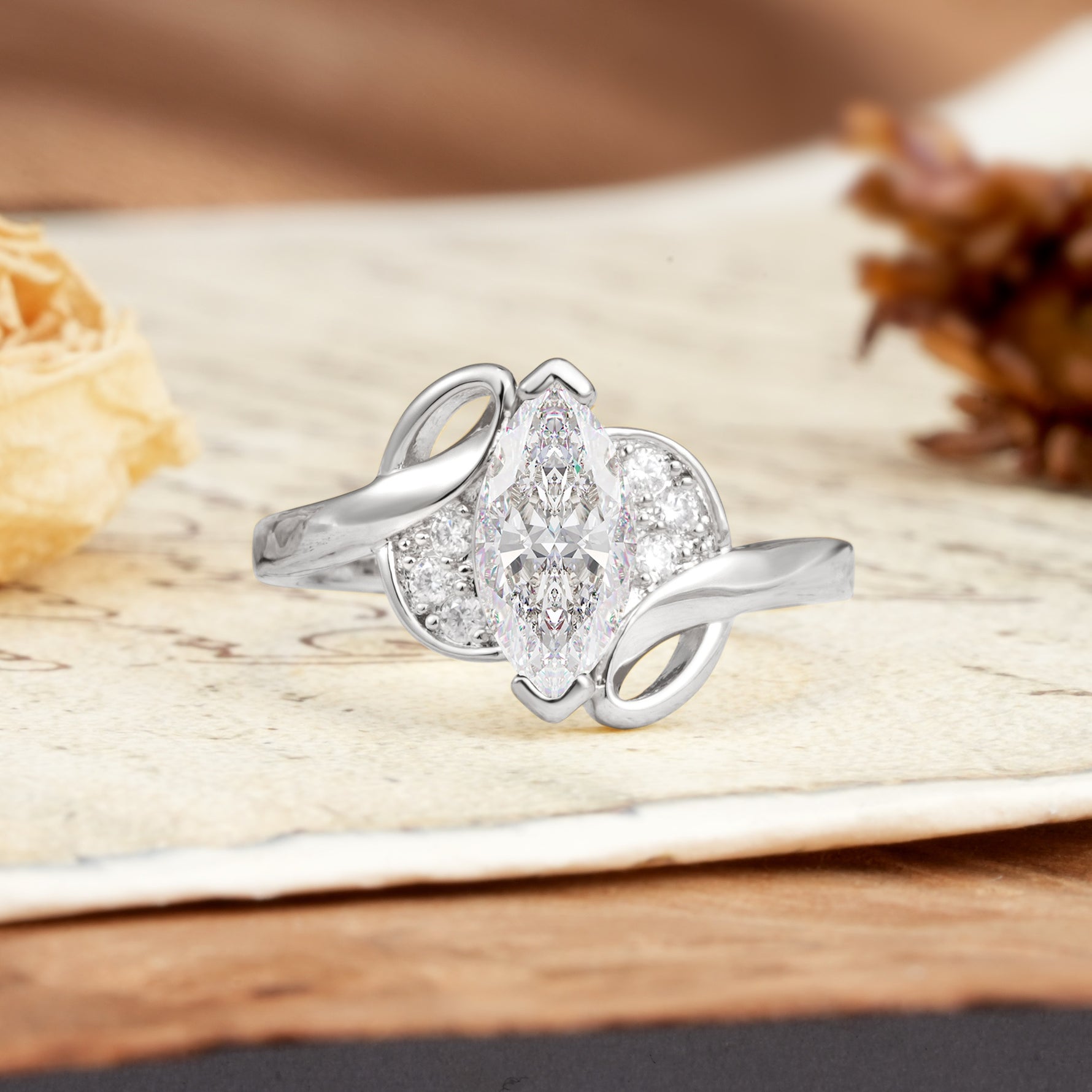 Natural Inspiration 2-Prong Marquise Cut Moissanite Engagement Ring - Additional view