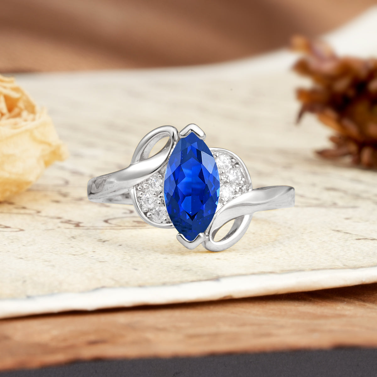Natural Inspiration 2-Prong Marquise Cut Sapphire Engagement Ring - Additional view