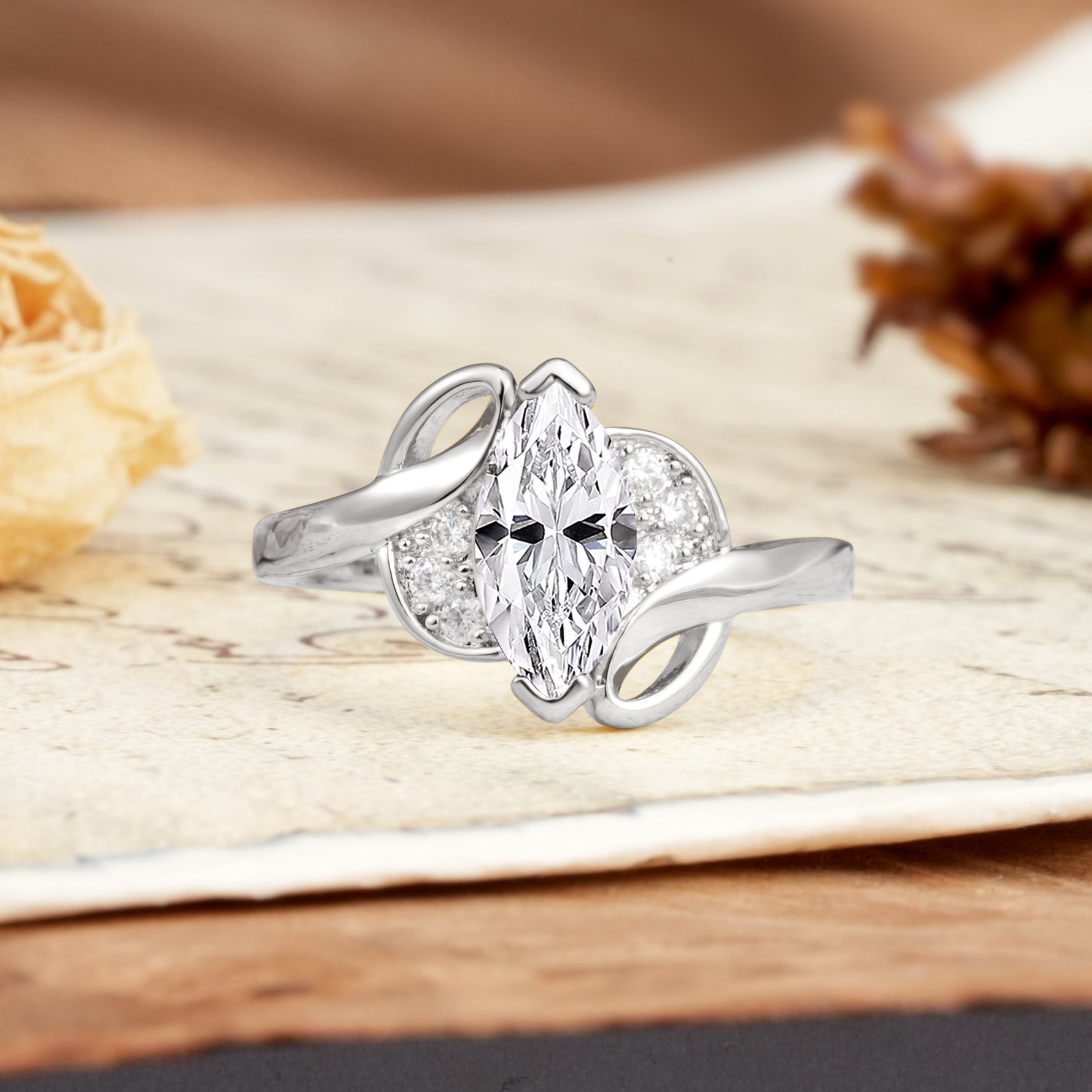 Natural Inspiration 2-Prong Marquise Cut Lab Diamond Engagement Ring - Additional view