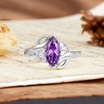 Natural Inspiration 2-Prong Marquise Cut Amethyst Engagement Ring - Additional view