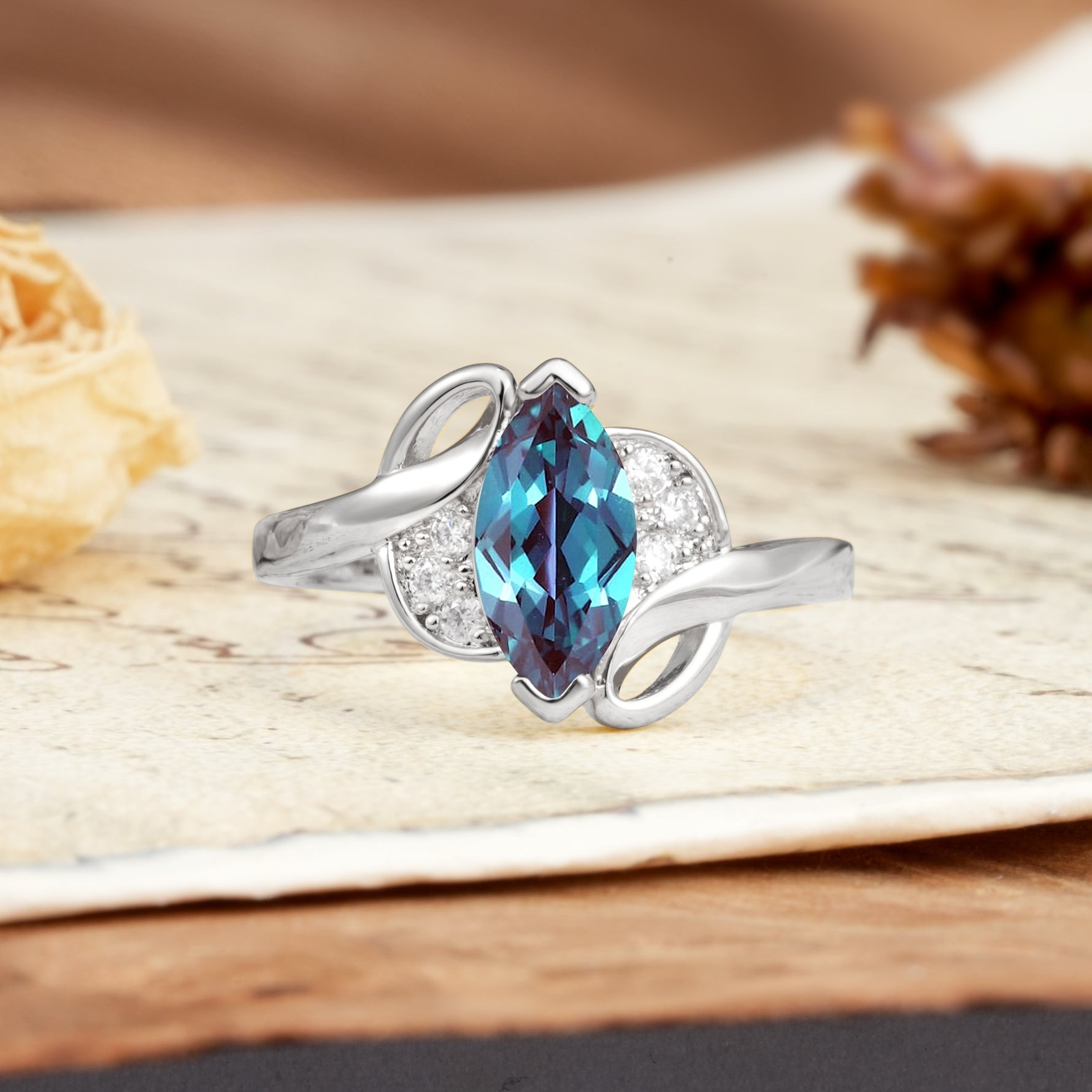 Natural Inspiration 2-Prong Marquise Cut Alexandrite Engagement Ring - Additional view