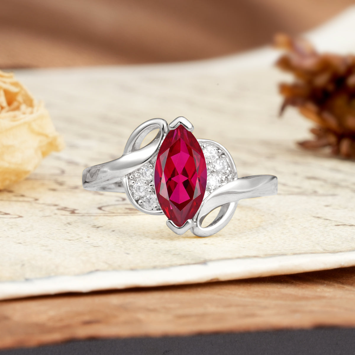Natural Inspiration 2-Prong Marquise Cut Ruby Engagement Ring - Additional view