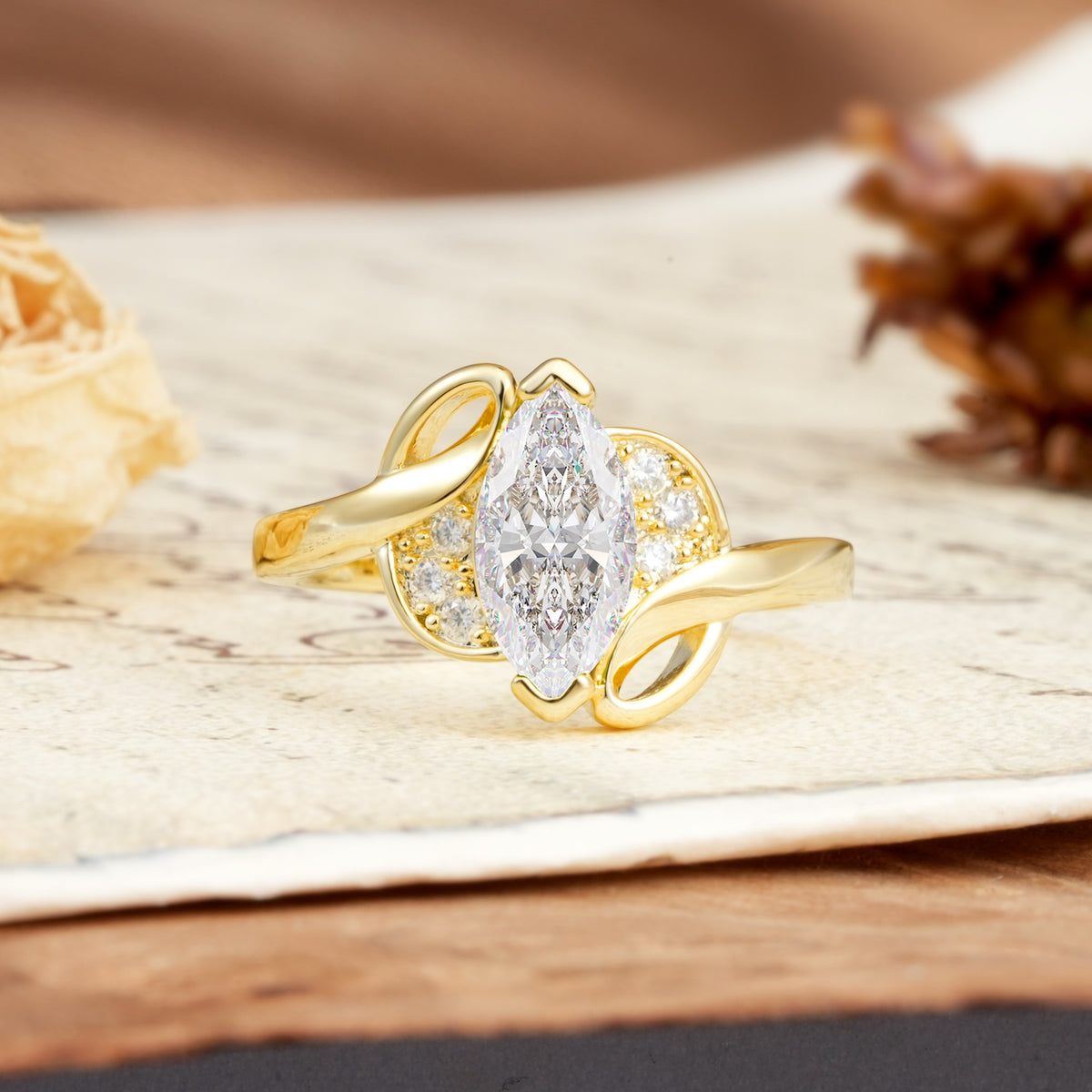 Natural Inspiration 2-Prong Marquise Cut Moissanite Engagement Ring - Additional view