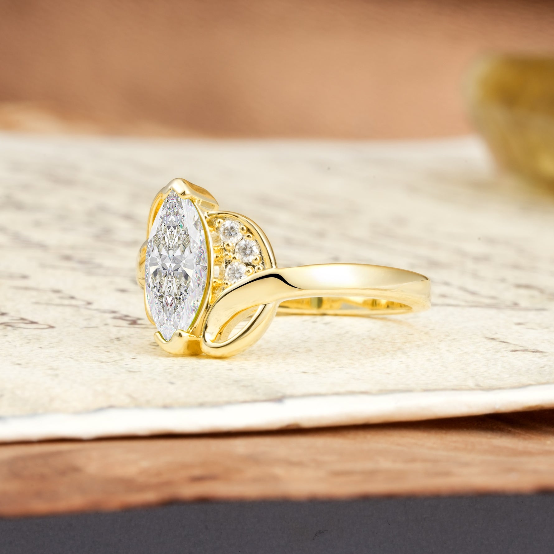 Natural Inspiration 2-Prong Marquise Cut Moissanite Engagement Ring - Additional view