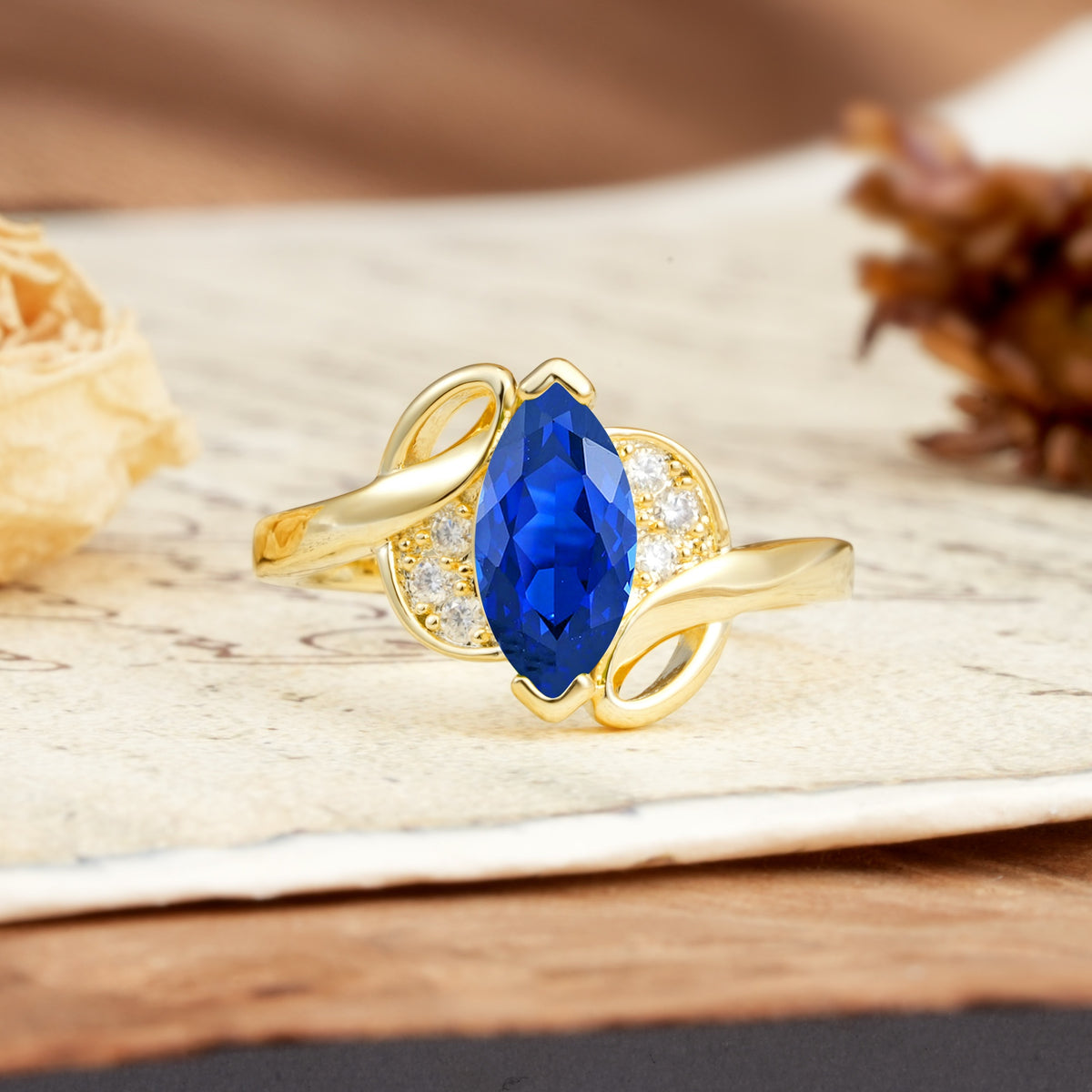 Natural Inspiration 2-Prong Marquise Cut Sapphire Engagement Ring - Additional view