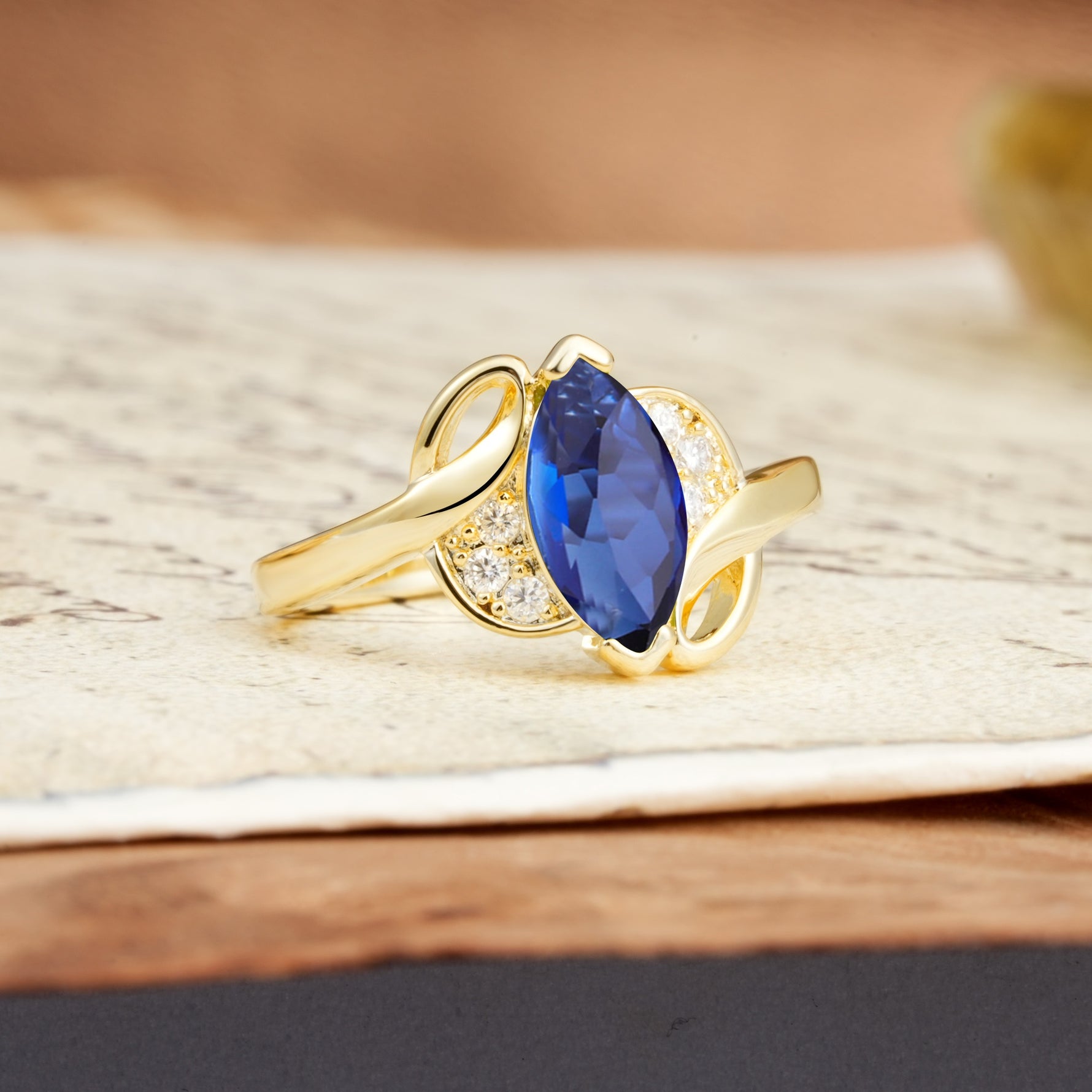 Natural Inspiration 2-Prong Marquise Cut Sapphire Engagement Ring - Additional view