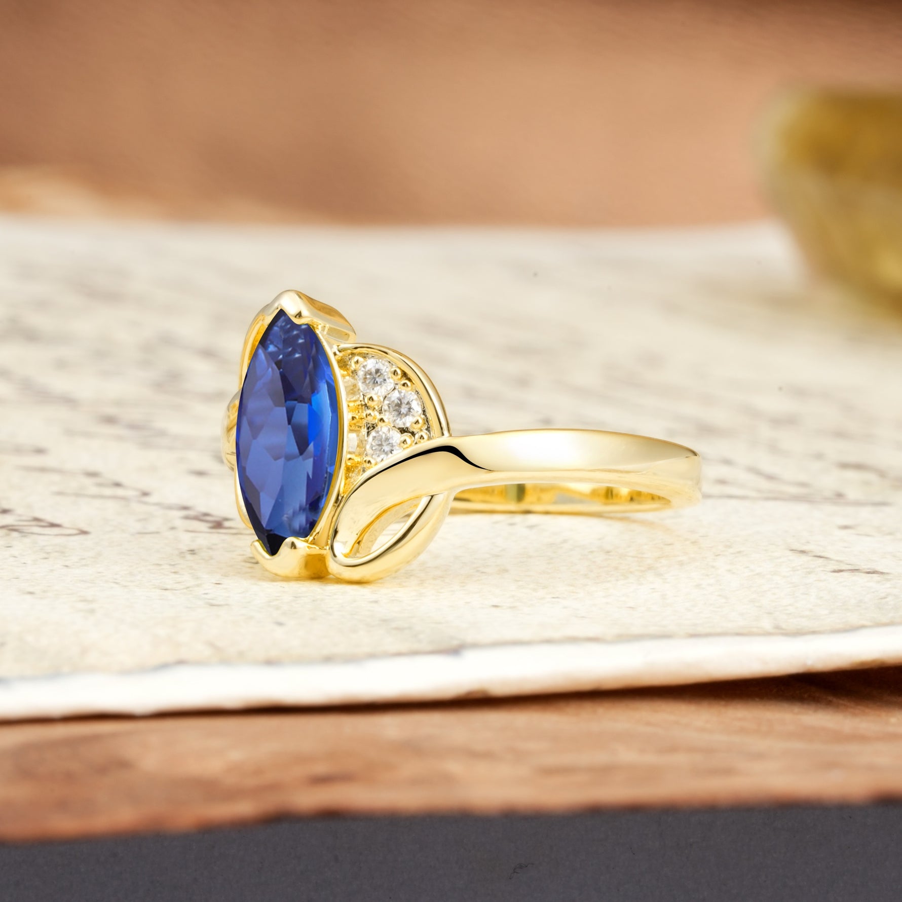 Natural Inspiration 2-Prong Marquise Cut Sapphire Engagement Ring - Additional view