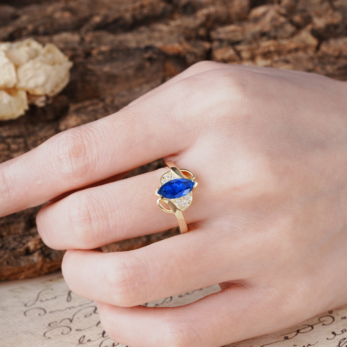 Natural Inspiration 2-Prong Marquise Cut Sapphire Engagement Ring - Additional view