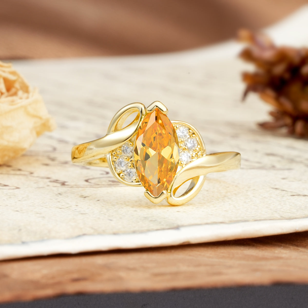 Natural Inspiration 2-Prong Marquise Cut Citrine Engagement Ring - Additional view