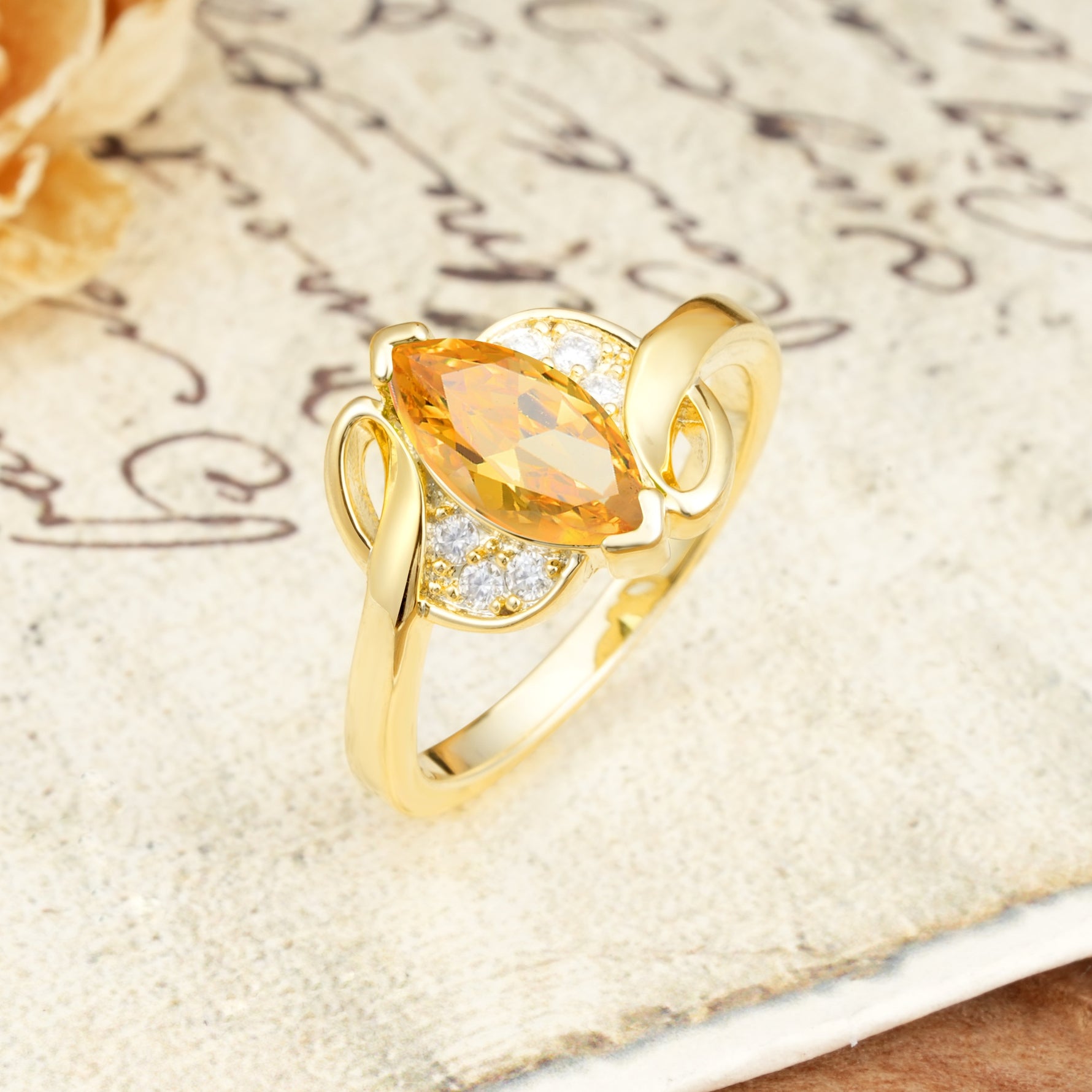 Natural Inspiration 2-Prong Marquise Cut Citrine Engagement Ring - Additional view