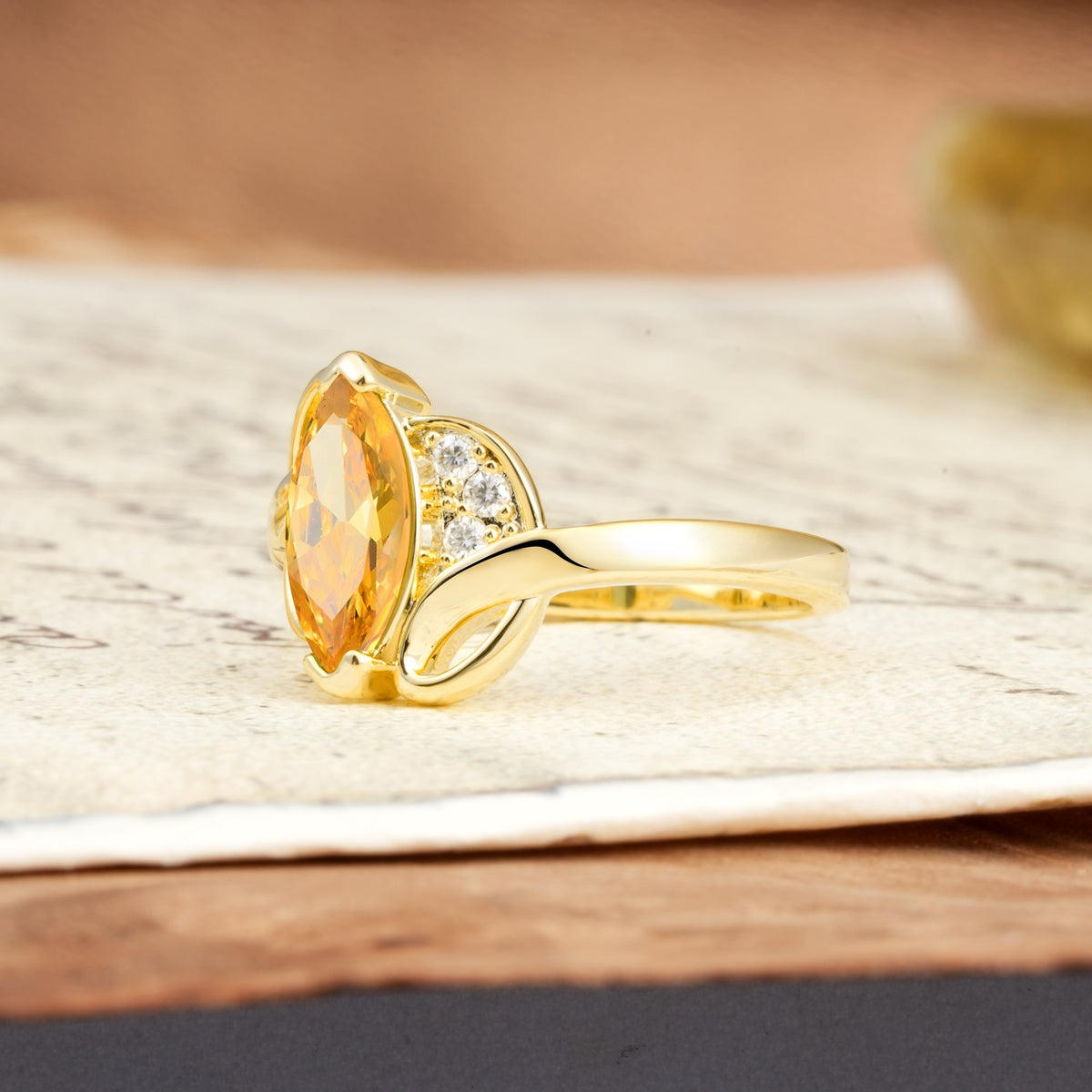Natural Inspiration 2-Prong Marquise Cut Citrine Engagement Ring - Additional view