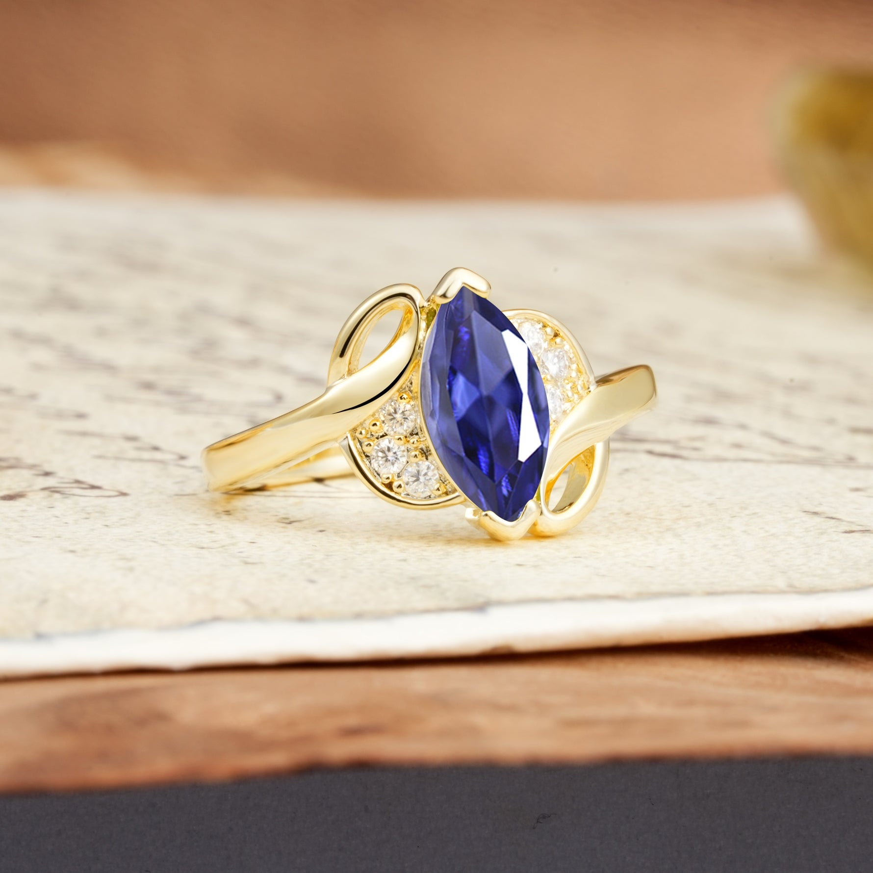 Natural Inspiration 2-Prong Marquise Cut Tanzanite Engagement Ring - Additional view