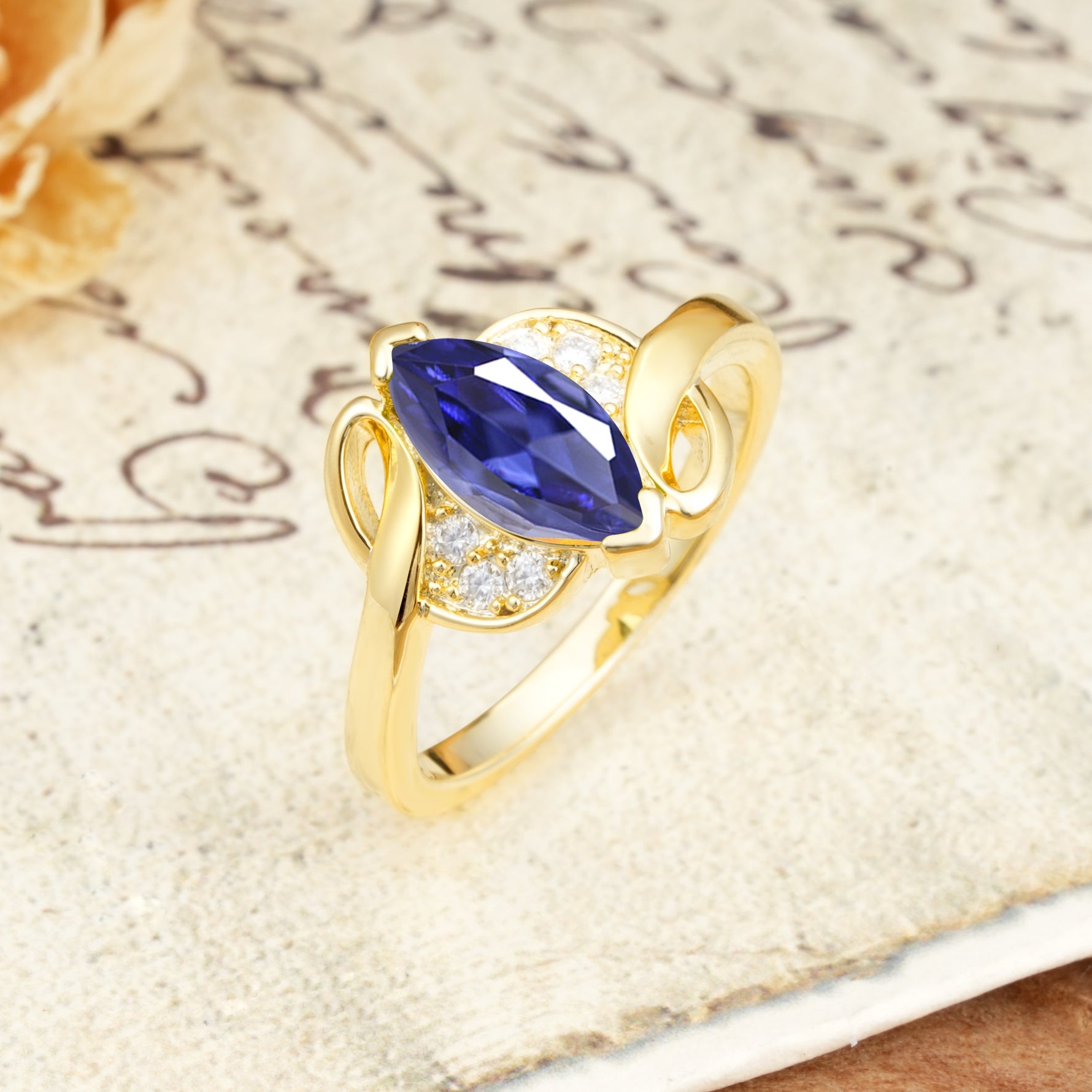 Natural Inspiration 2-Prong Marquise Cut Tanzanite Engagement Ring - Additional view