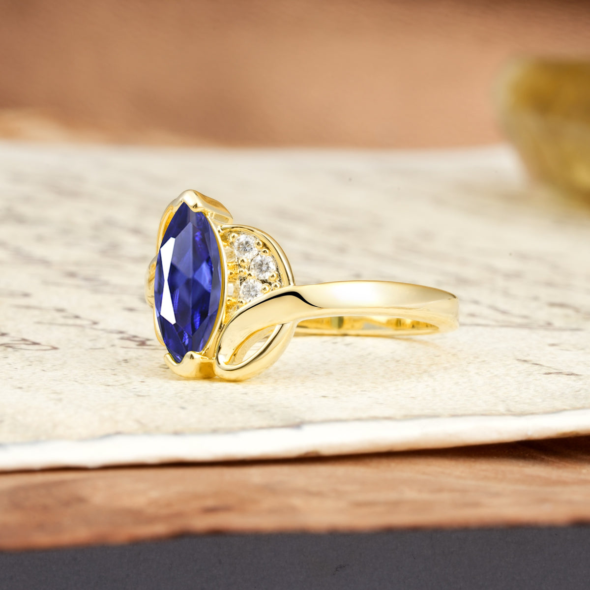 Natural Inspiration 2-Prong Marquise Cut Tanzanite Engagement Ring - Additional view