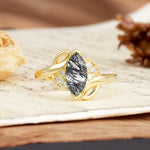 Natural Inspiration 2-Prong Marquise Cut Black Rutilated Quartz Engagement Ring - Additional view