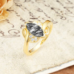 Natural Inspiration 2-Prong Marquise Cut Black Rutilated Quartz Engagement Ring - Additional view