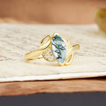 Natural Inspiration 2-Prong Marquise Cut Moss Agate Engagement Ring - Additional view