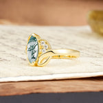 Natural Inspiration 2-Prong Marquise Cut Moss Agate Engagement Ring - Additional view