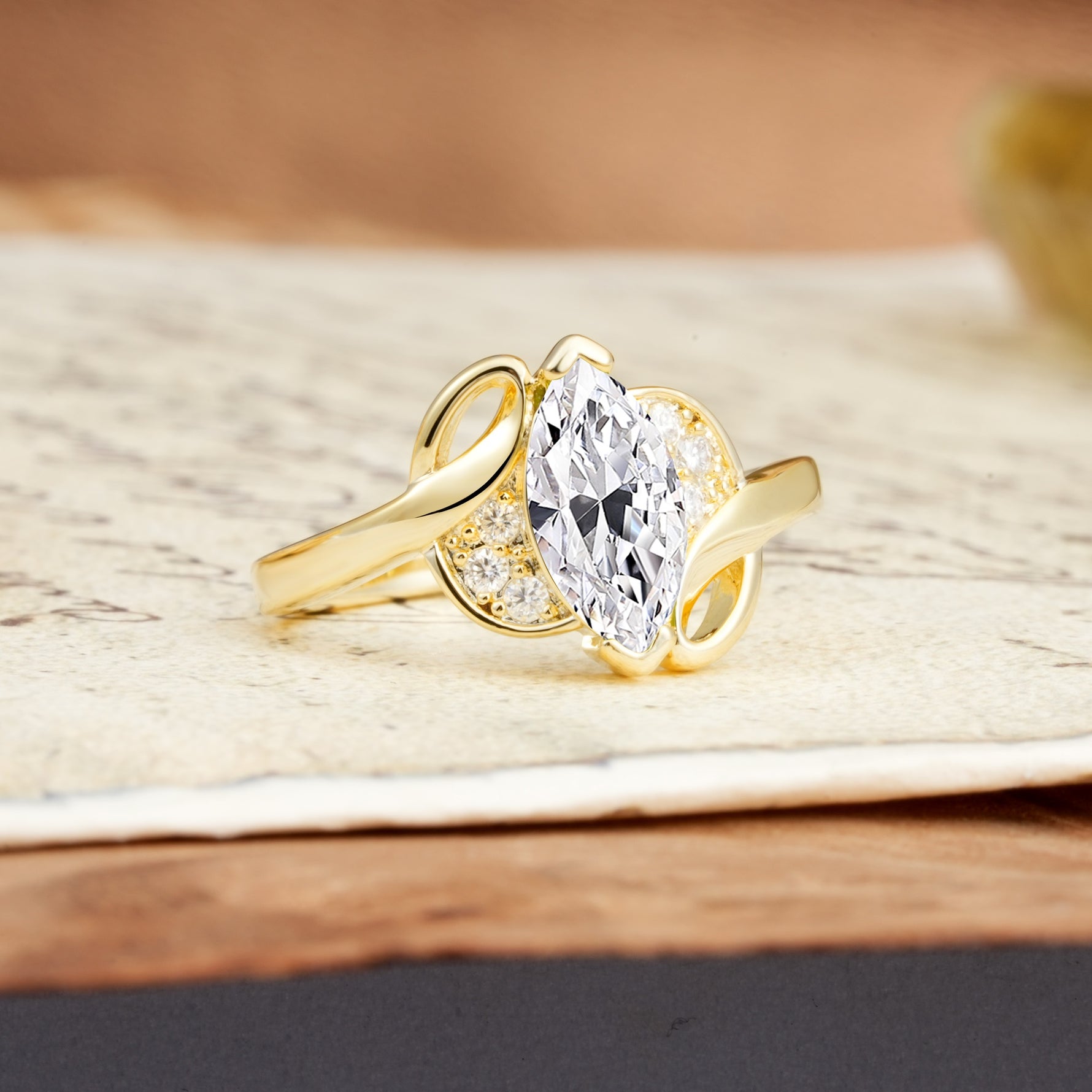 Natural Inspiration 2-Prong Marquise Cut Lab Diamond Engagement Ring - Additional view
