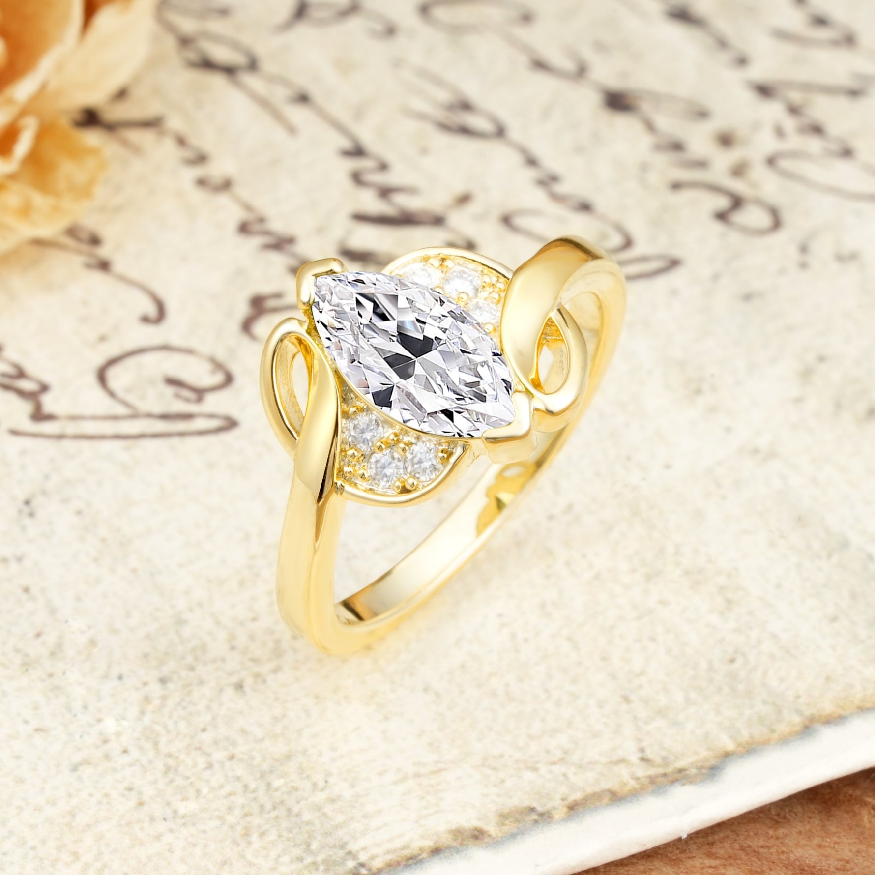 Natural Inspiration 2-Prong Marquise Cut Lab Diamond Engagement Ring - Additional view