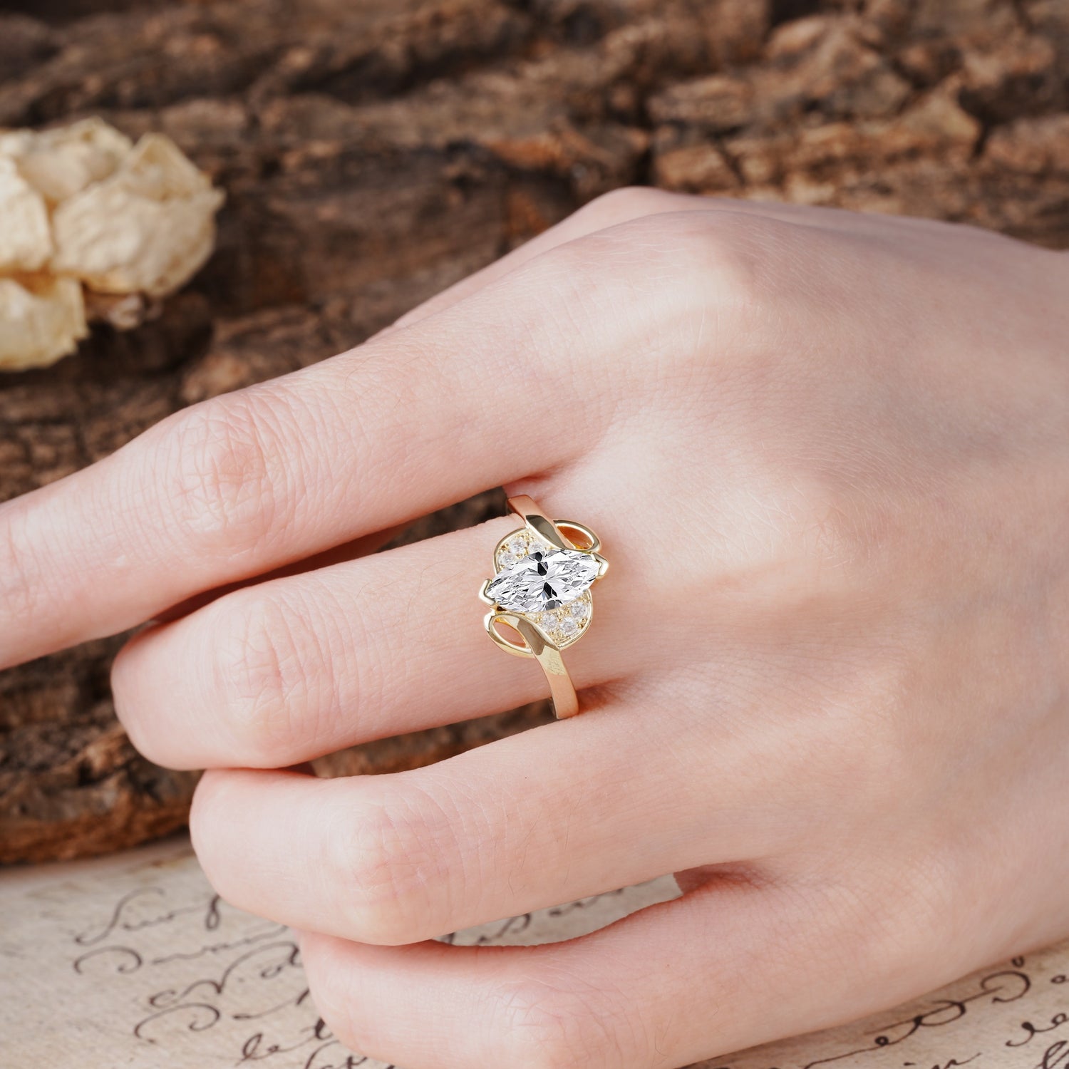 Natural Inspiration 2-Prong Marquise Cut Lab Diamond Engagement Ring - Additional view