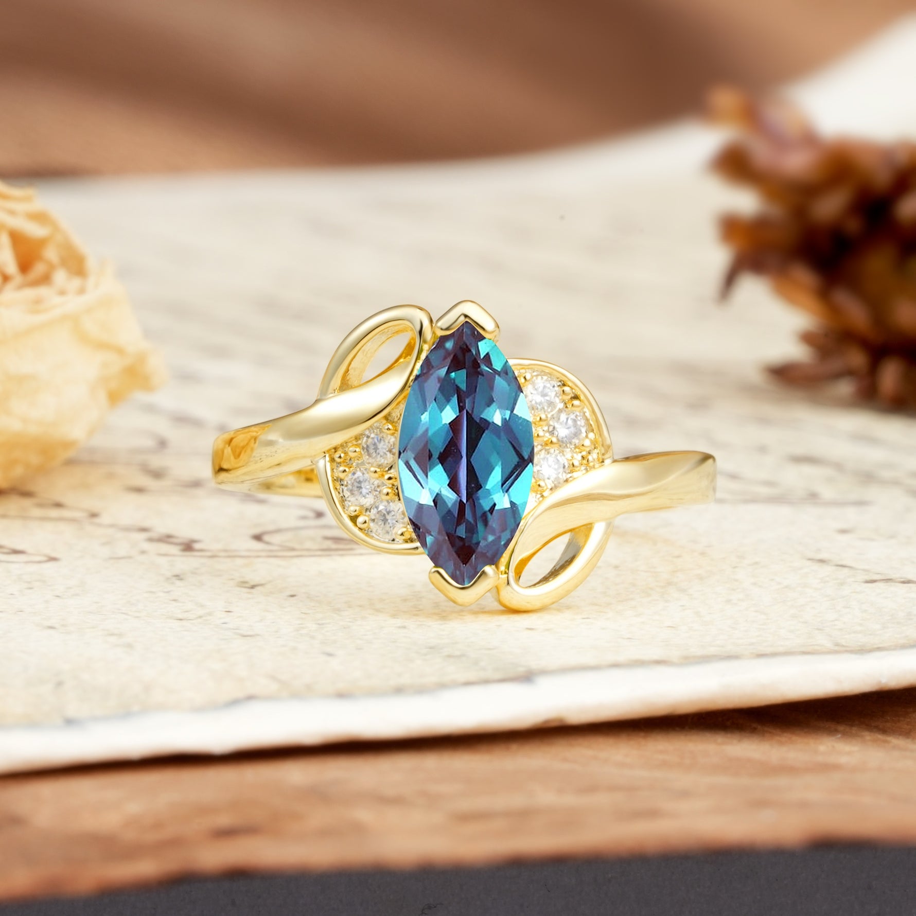 Natural Inspiration 2-Prong Marquise Cut Alexandrite Engagement Ring - Additional view