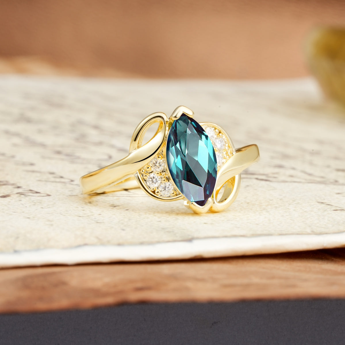 Natural Inspiration 2-Prong Marquise Cut Alexandrite Engagement Ring - Additional view