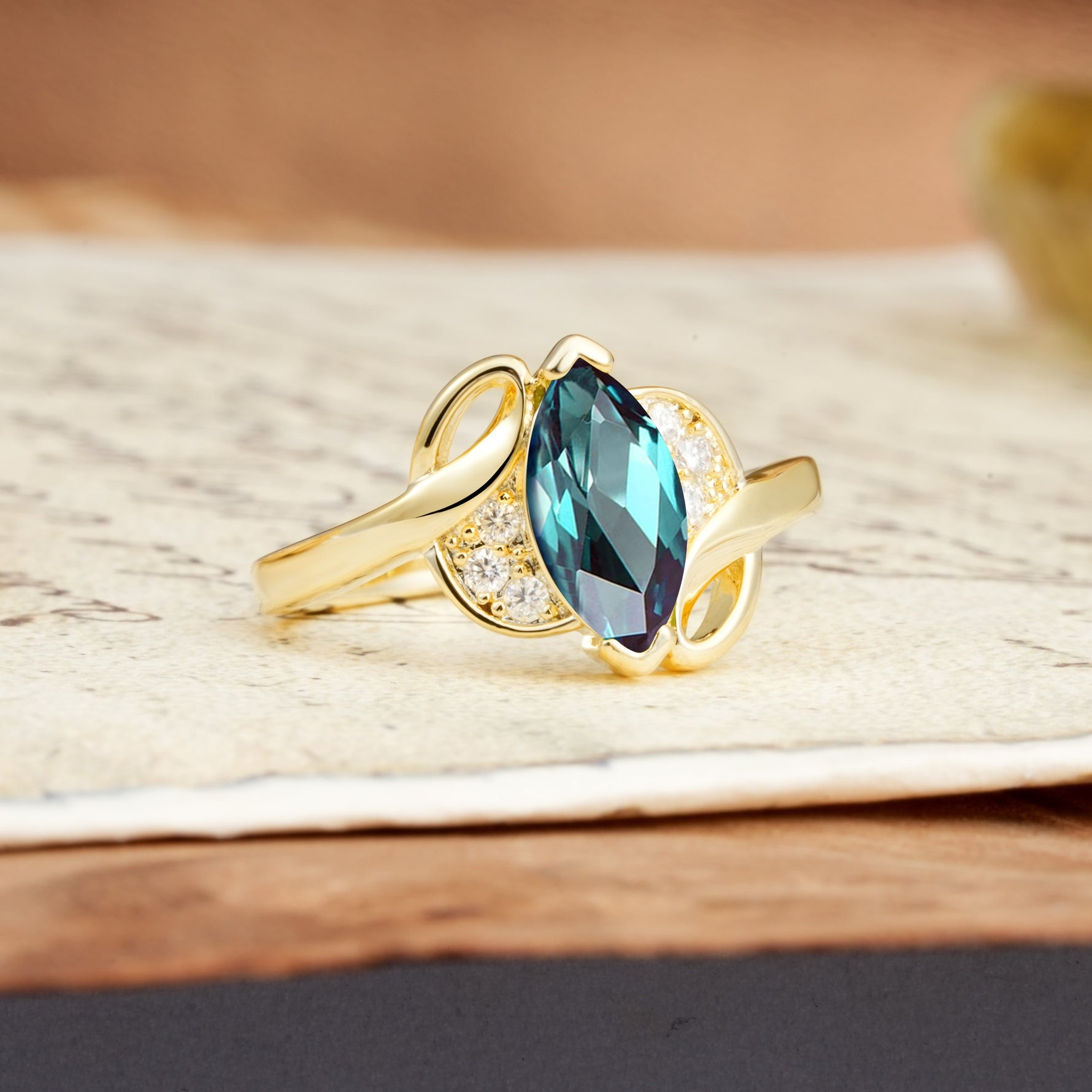 Natural Inspiration 2-Prong Marquise Cut Alexandrite Engagement Ring - Additional view