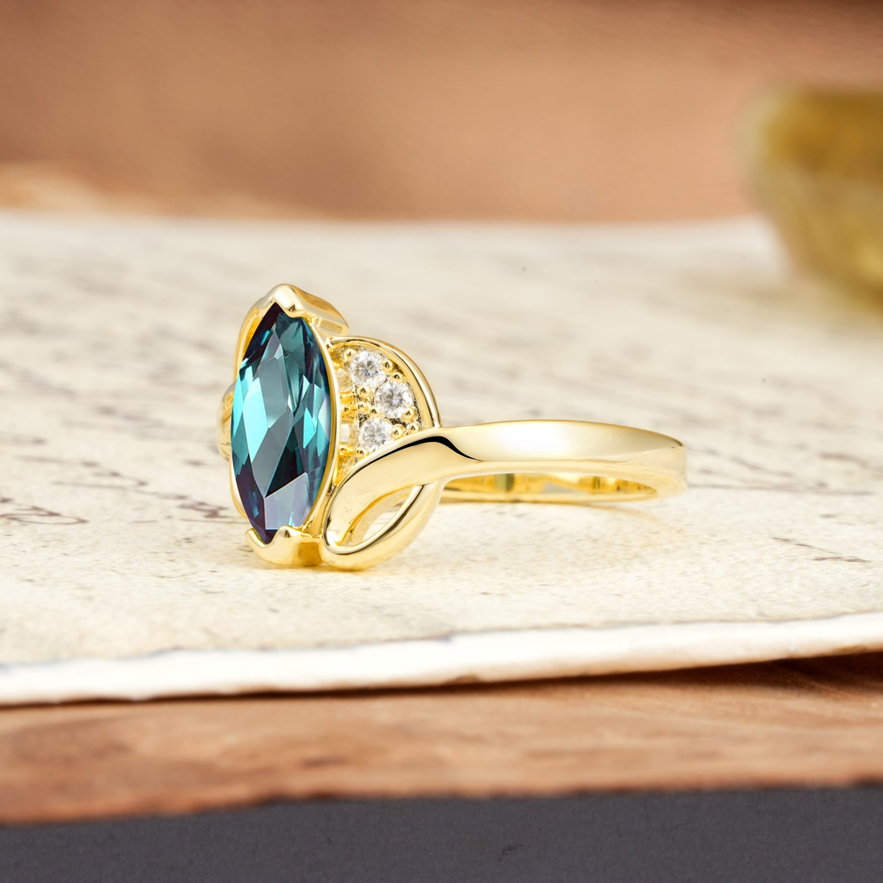 Natural Inspiration 2-Prong Marquise Cut Alexandrite Engagement Ring - Additional view