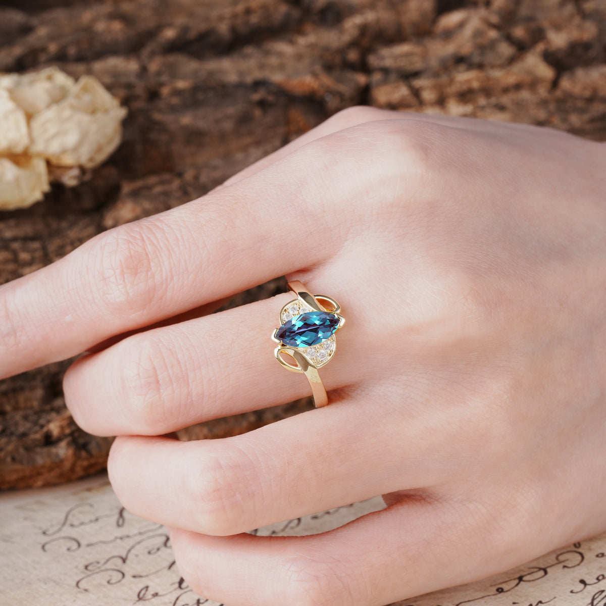 Natural Inspiration 2-Prong Marquise Cut Alexandrite Engagement Ring - Additional view