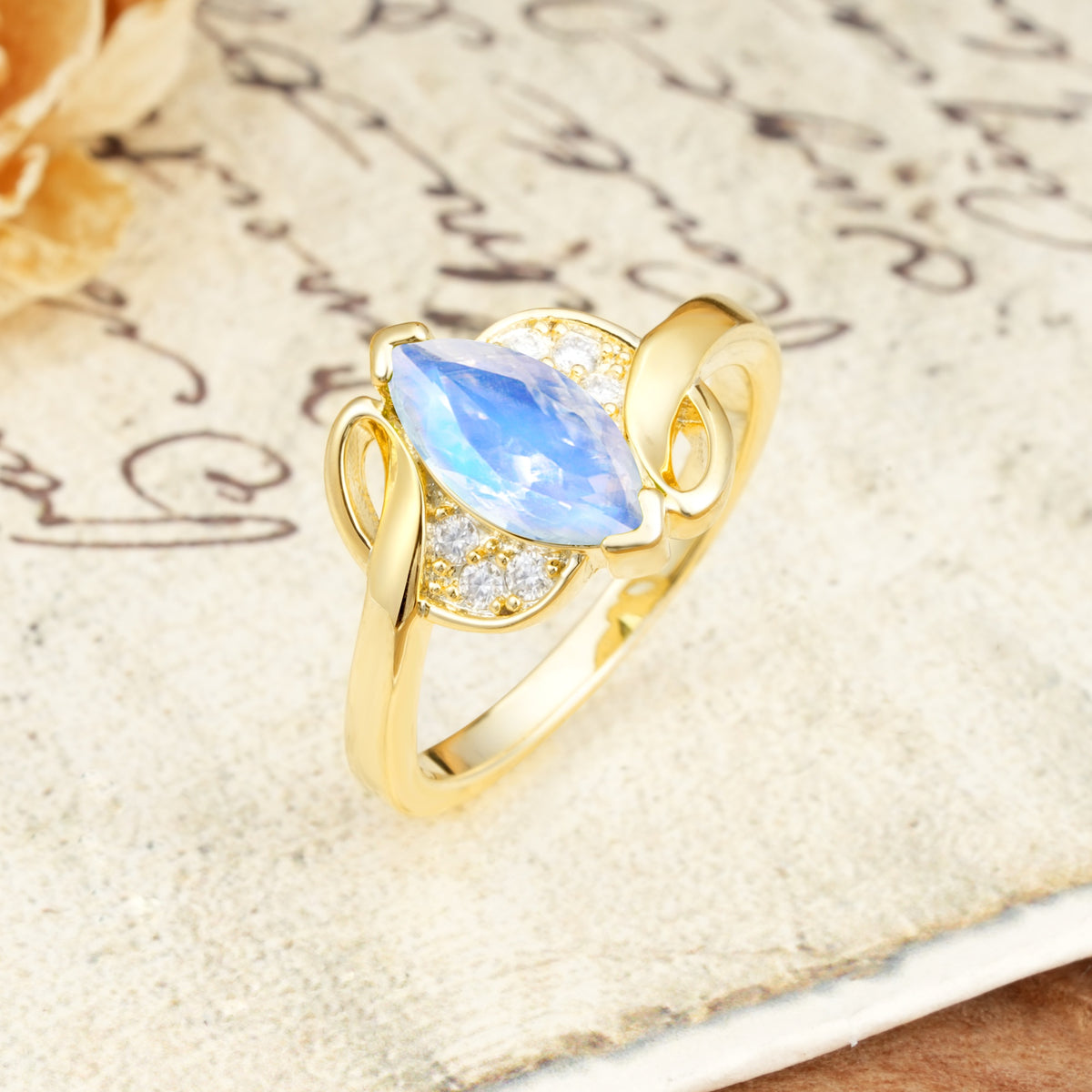 Natural Inspiration 2-Prong Marquise Cut Moonstone Engagement Ring - Additional view