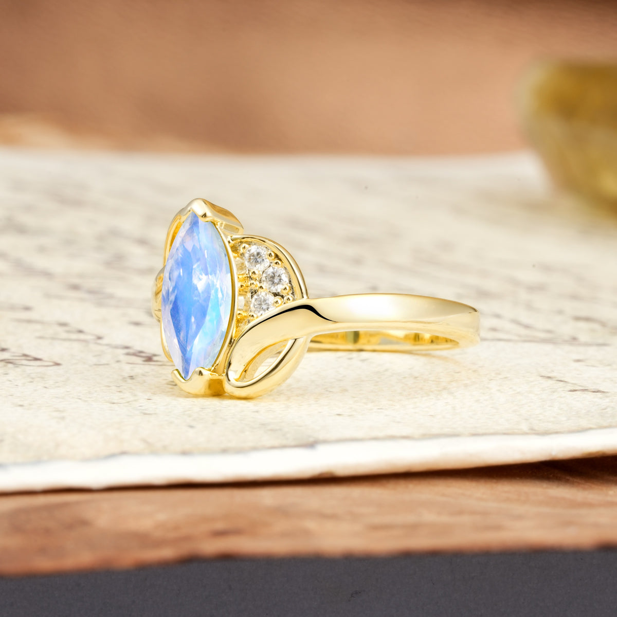Natural Inspiration 2-Prong Marquise Cut Moonstone Engagement Ring - Additional view