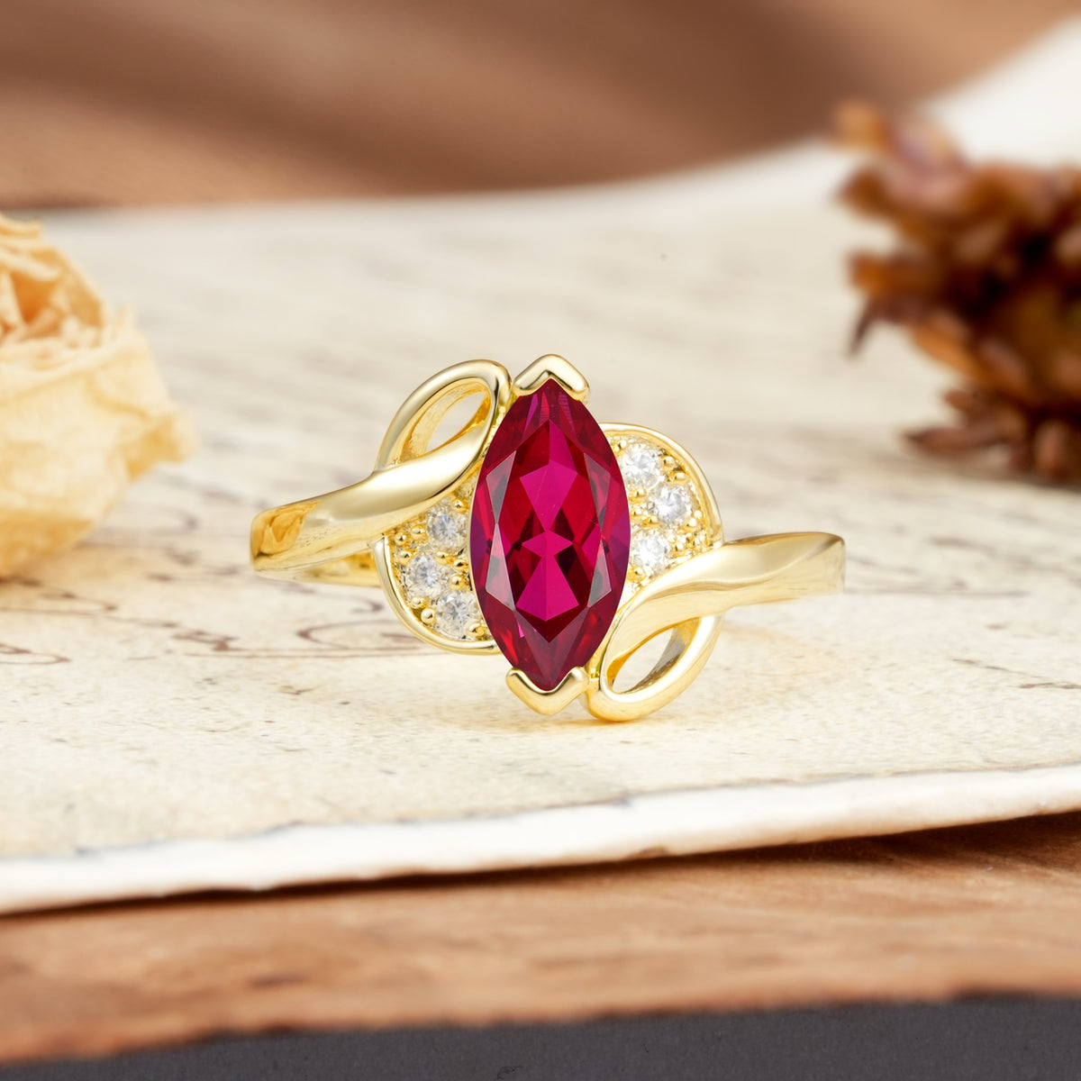 Natural Inspiration 2-Prong Marquise Cut Ruby Engagement Ring - Additional view